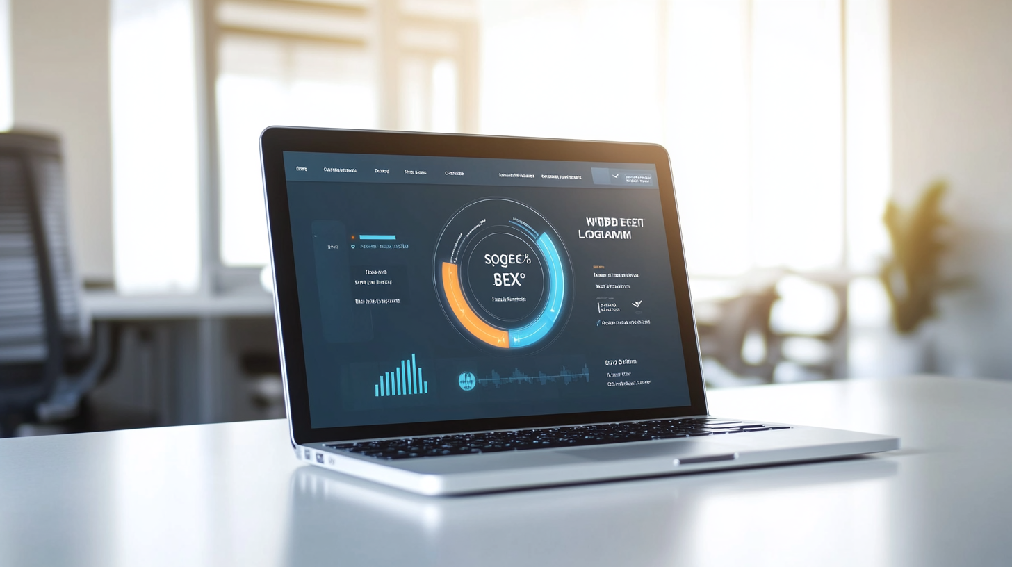 Ofis ortamında, hızlı yükleme gösteren website hız testi sonucu gösteren laptop ekranı, SEO ve performans vurgusu