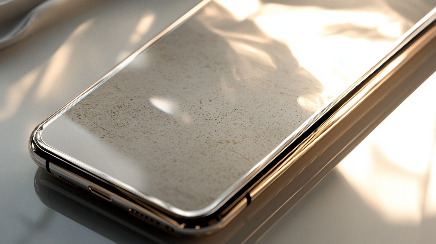 Yakın çekim premium akıllı telefon, paslanmaz çelik çerçeve ve seramik ön yüzey, doğal ışıkta şık ve dayanıklı tasarım.