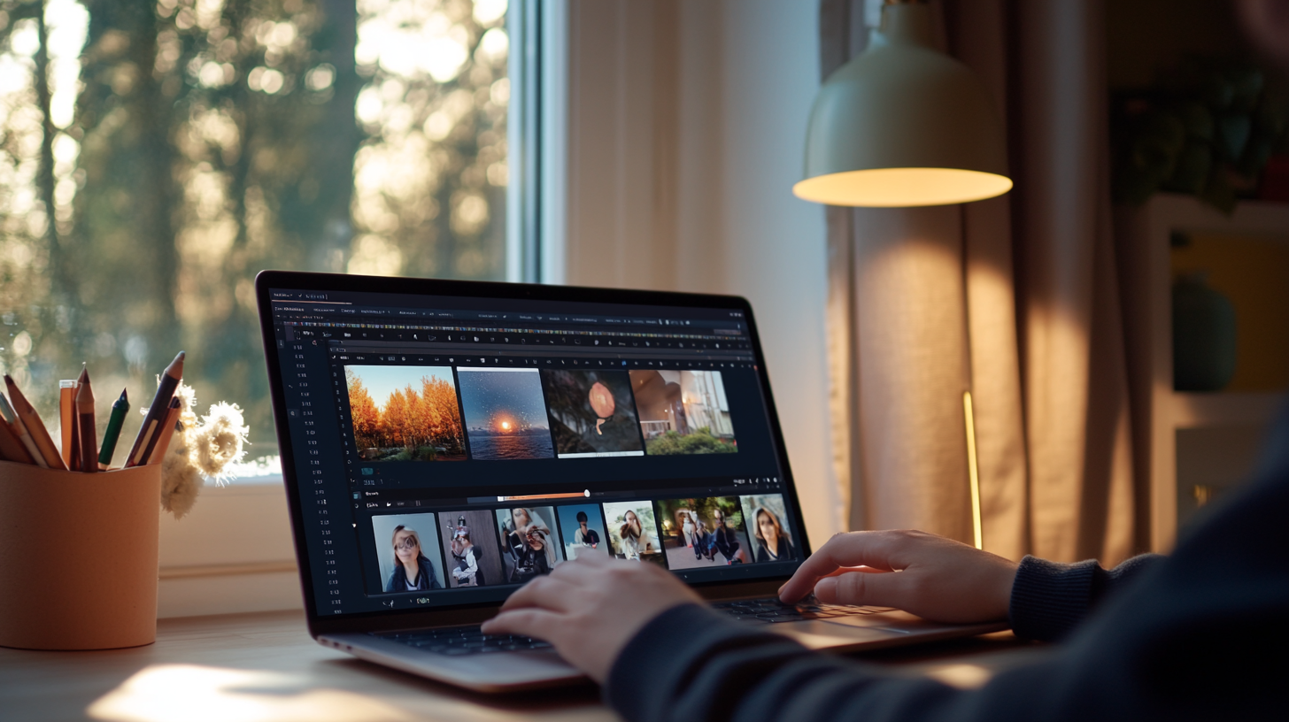Konforlu ev ofisinde doğal ışık altında, yapay zeka destekli akıllı nesne seçimi ve otomatik düzeltme özellikli web tabanlı fotoğraf düzenleme uygulaması kullanan kullanıcı.