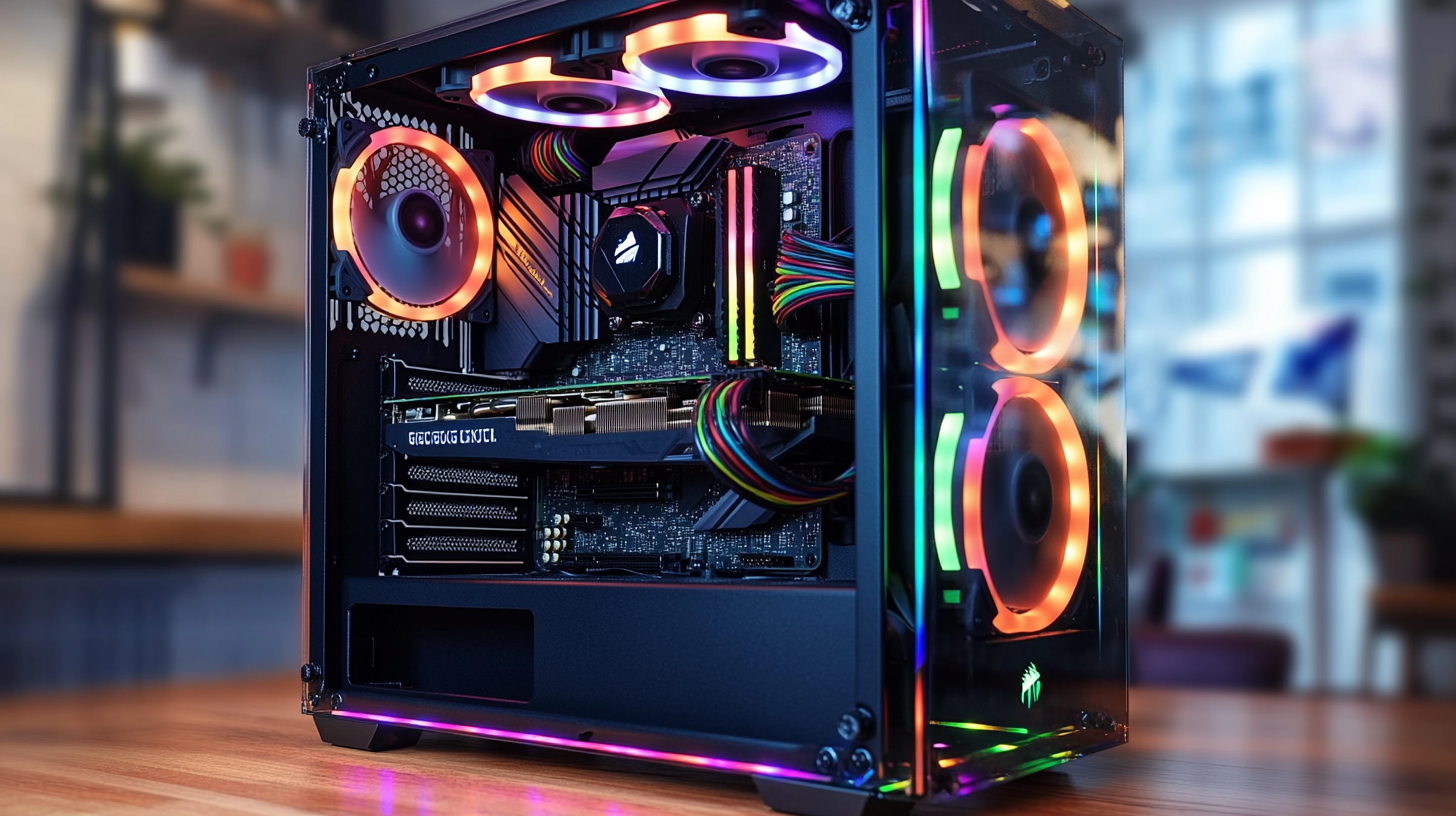Şeffaf kasalı, RGB ışıklı özel yapım oyun bilgisayarı, grafik kartı, CPU soğutucu ve RAM modülleriyle performans dengesi gösteriyor.
