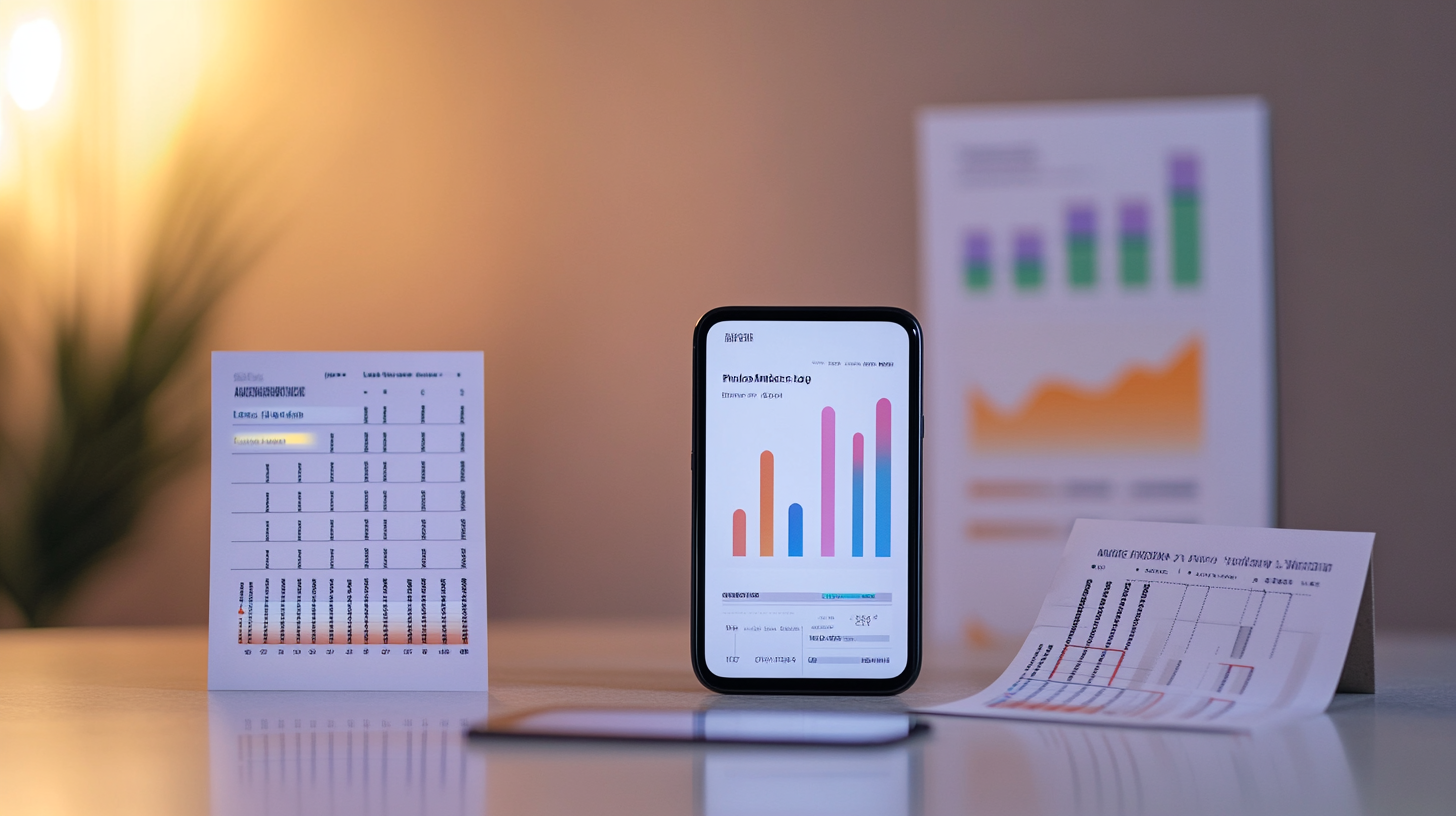 Masa üzerinde fiyat etiketleri ve karşılaştırma tablolarıyla birlikte profesyonel aydınlatmada duran akıllı telefon, rekabetçi fiyatlandırmayı simgeliyor.