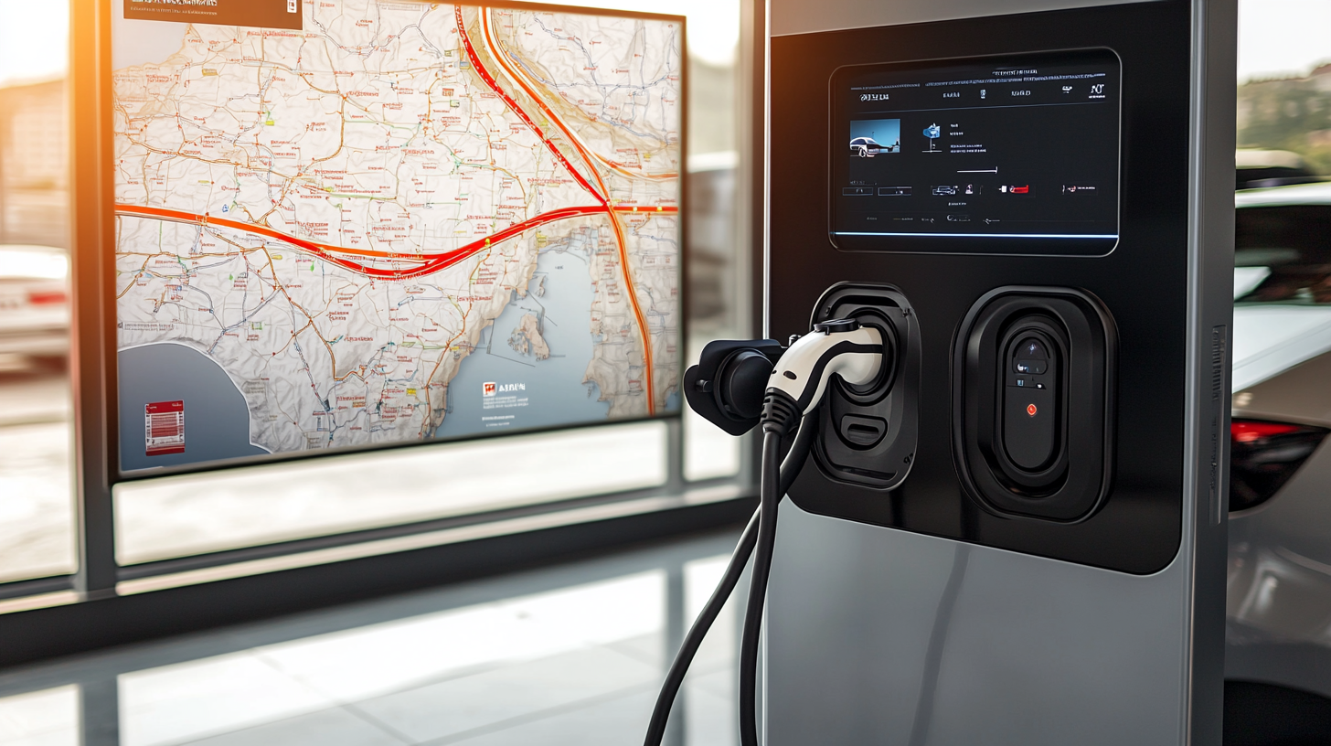 Türkiye haritası önünde modern elektrikli araç şarj istasyonu ve şarj edilen elektrikli otomobil, sürdürülebilir ulaşım.